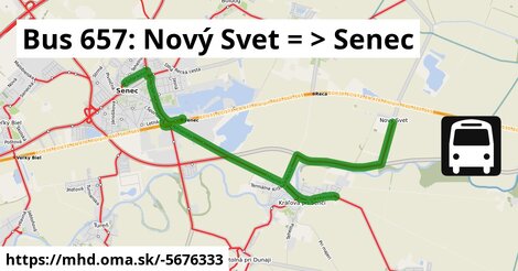 Bus 657: Nový Svet = >  Senec