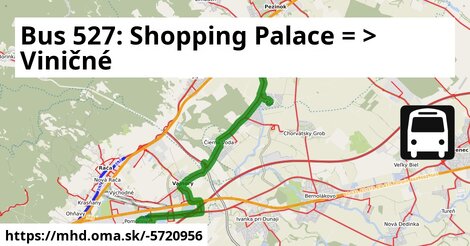 Bus 527: Shopping Palace = >  Viničné