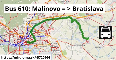 Bus 610: Malinovo = >  Bratislava