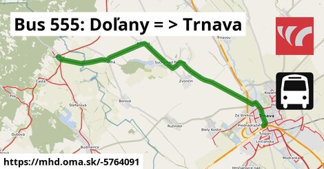 Bus 555: Doľany = >  Trnava