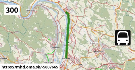 300 "B" v: Vác, autóbusz-állomás = >  Budapest, Újpest-Városkapu XIII. kerület