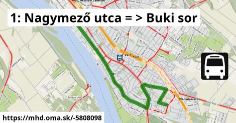 1: Nagymező utca = >  Buki sor