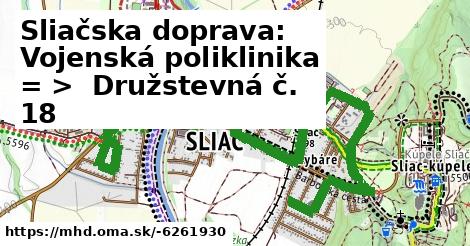 Sliačska doprava: Vojenská poliklinika = >  Družstevná č. 18