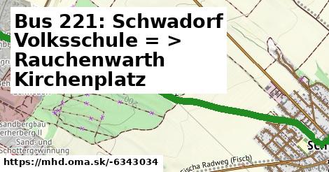 Bus 221: Schwadorf Volksschule = >  Rauchenwarth Kirchenplatz