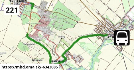 Bus 221: Rauchenwarth Kirchenplatz = >  Schwadorf Schulgasse