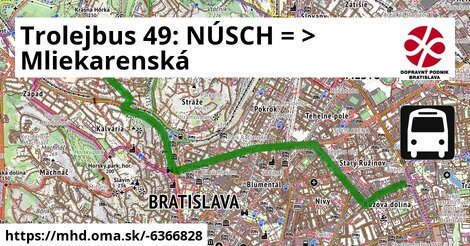 Trolejbus 49: NÚSCH = >  Mliekarenská