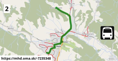 Bus 2: Slovenská - stanica = >  Sídlisko Družba - Pod papierňou