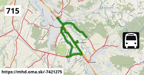 Bus 715: Třinec,Dolní Líštná,Sosna nemocnice = >  Třinec,Dolní Líštná,Sosna nemocnice