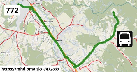 Bus 772: Nýdek, Gora, konečná = >  Třinec, aut.st. pod Kanadou