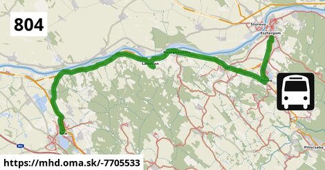 804 "D" v: Tatabánya, autóbusz-állomás = >  Tata, autóbusz-állomás = >  Lábatlan, Hősök tere = >  Esztergom, vasútállomás