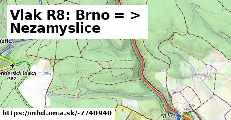 Vlak R8: Brno = >  Nezamyslice