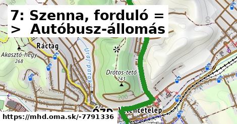 7: Szenna, forduló = >  Autóbusz-állomás