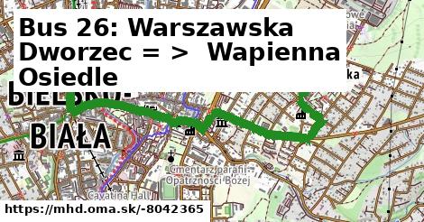 Bus 26: Warszawska Dworzec = >  Wapienna Osiedle