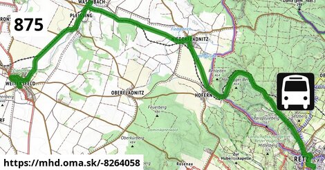 Bus 875: Retz Bahnhof = >  Weitersfeld Hauptplatz