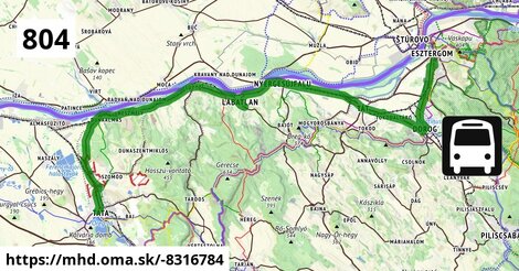 804 "H": Esztergom, vasútállomás = >  Lábatlan, Hősök tere = >  Tata, autóbusz-állomás