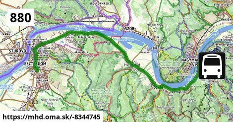 880 "D" v: Esztergom, vasútállomás = >  Visegrád, nagymarosi rév