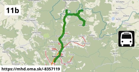 11B = >  Somoskőújfalu, országhatár = >  Somoskő, községháza = >  Salgóbánya, FMSZ