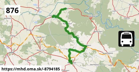 Bus 876: Weitersfeld Schule = >  Felling/Riegersburg Ortsmitte