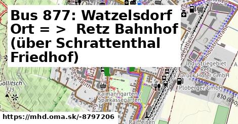 Bus 877: Watzelsdorf Ort = >  Retz Bahnhof (über Schrattenthal Friedhof)