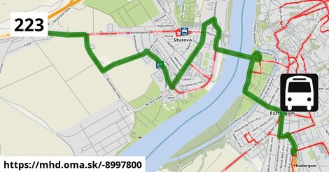 Bus 223: Esztergom, vasútállomás = >  Štúrovo, Železničná stanica