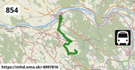 854 "G": Esztergom, Erzsébet királyné utca = >  Esztergom, Duna Múzeum = >  Esztergom, vasútállomás = >  Kesztölc, autóbusz-forduló = >  Piliscsév, autóbusz-forduló