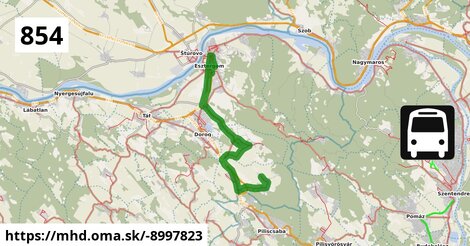 854 "F" v: Piliscsév, autóbusz-forduló = >  Kesztölc, autóbusz-forduló = >  Esztergom, Duna Múzeum = >  Esztergom, vasútállomás