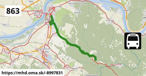863 "D v": Pilisszentlélek = >  Esztergom, vasútállomás = >  Esztergom, Kórház