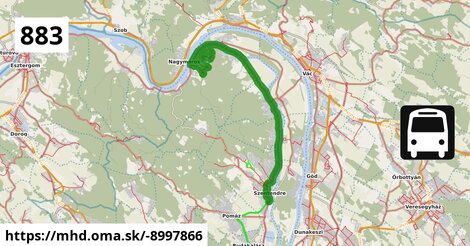 883 "B": Szentendre, autóbusz-állomás = >  Visegrád, Kis-Villám autóbusz-forduló