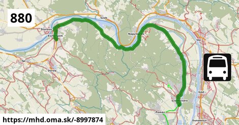 880 "C": Szentendre, autóbusz-állomás = >  Esztergom, vasútállomás