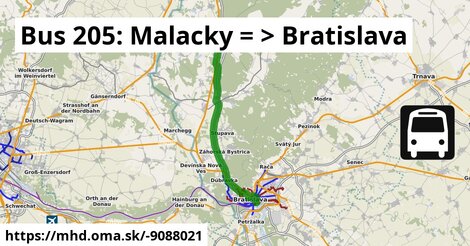 Bus 205: Malacky = >  Bratislava