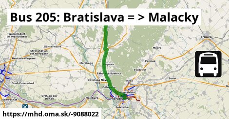 Bus 205: Bratislava = >  Malacky