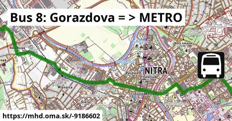 Bus 8: Gorazdova = >  METRO