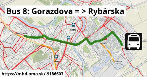 Bus 8: Gorazdova = >  Rybárska