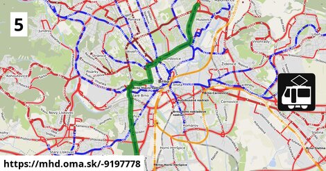 Tram 5: Ústřední hřbitov, smyčka ⇒ Štefánikova čtvrť