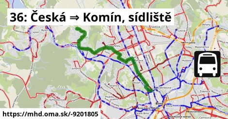 36: Česká ⇒ Komín, sídliště