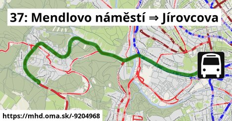 37: Mendlovo náměstí ⇒ Jírovcova