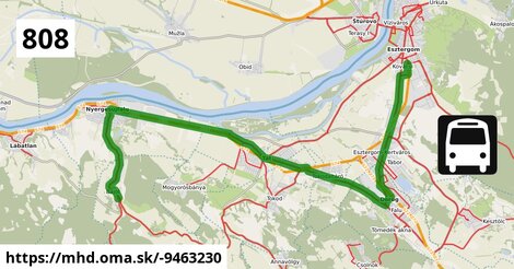 808 "C": Esztergom, vasútállomás = >  Nyergesújfalu, Kossuth Lajos út = >  Bajót, autóbusz-forduló