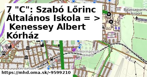 7 "C": Szabó Lőrinc Általános Iskola = >  Kenessey Albert Kórház