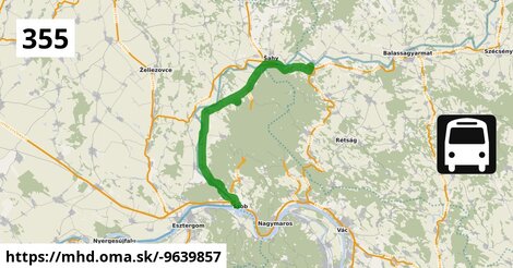 355 "B" v: Drégelypalánk, vasútállomás = >  Perőcsény, autóbusz-forduló = >  Szob, vasútállomás