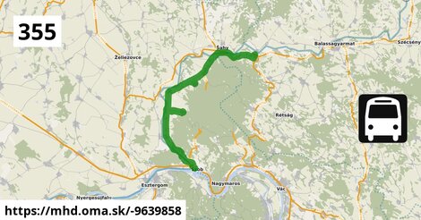 355 "A" v: Drégelypalánk, vasútállomás = >  Perőcsény, autóbusz-forduló = >  Nagybörzsöny, községháza = >  Szob, vasútállomás