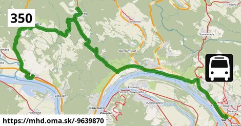 350 "B": Vác, autóbusz-állomás = >  Kóspallag, templom = >  Márianosztra, autóbusz-forduló = >  Szob, SZTK