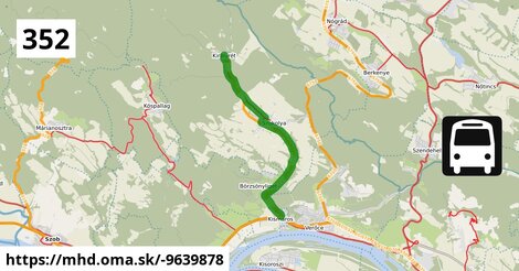 352 "A" v: Szokolya-Királyrét = >  Kismaros, vasúti megállóhely bejárati út