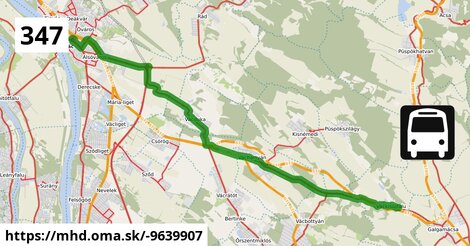 347 "C": Vác, autóbusz-állomás = >  Galgamácsa, vasútállomás = >  Aszód, vasútállomás