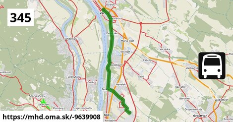 345 "B" v: Göd, újtelep autóbusz-forduló = >  Vác, autóbusz-állomás