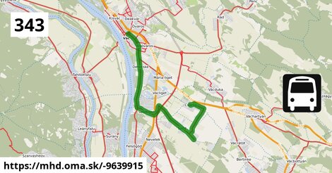 343 "A" v: Csörög, Béke tér = >  Sződ, községháza = >  Vác, autóbusz-állomás