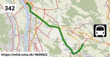 342 "E" v: Őrbottyán Rákóczi Ferenc utca, autóbusz-forduló = >  Őrbottyán, vasútállomás = >  Vác, autóbusz-állomás