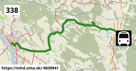 338 "K" v: Acsa, autóbusz-forduló = >  Csővár, községháza = >  Vác, autóbusz-állomás