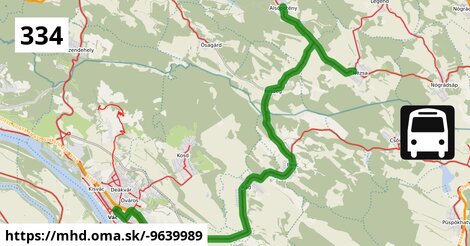 334 "J": Vác, autóbusz-állomás = >  Alsópetény, községháza = >  Nézsa, gyógyszertár