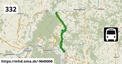 332 "E": Vác, autóbusz-állomás = >  Tolmács, vasútállomás bejárati út = >  Rétság, autóbusz-forduló = >  Drégelypalánk, vasútállomás