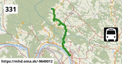 331 "A" v: Diósjenő, Arany János út = >  Nógrád, vasútállomás = >  Berkenye, Ifjúság út = >  Vác, autóbusz-állomás